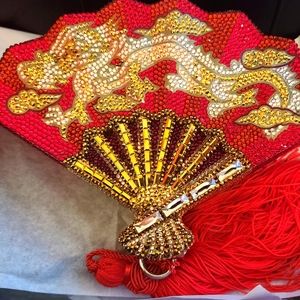 Judith Leiber Dragon's Sky Fan crystal handbag